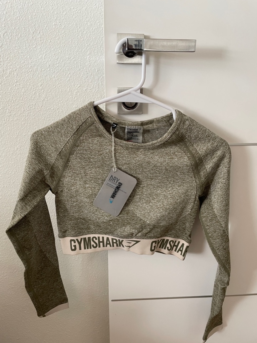 Gymshark Olive Green Cropped Long Sleeve Training Top